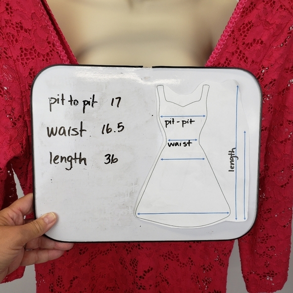 Free People Pink Scoop neck Lace Dress size large - Picture 9 of 9